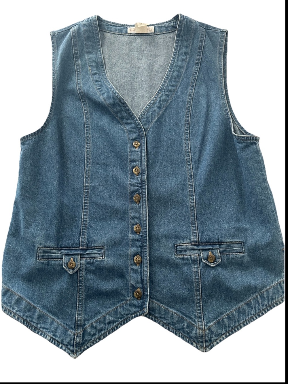 Cherokee Blue Denim Button-Front Vest